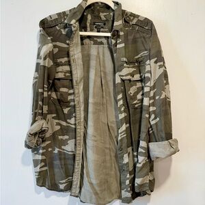 Express Camo boyfriend Button-Up Shacket